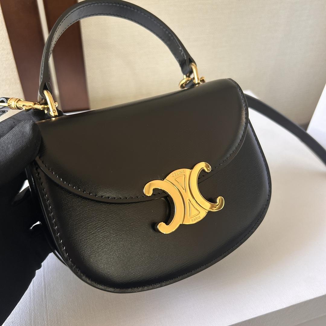 Celine Mini Besace Triomphe In Shiny Calfskin - DopestKickz