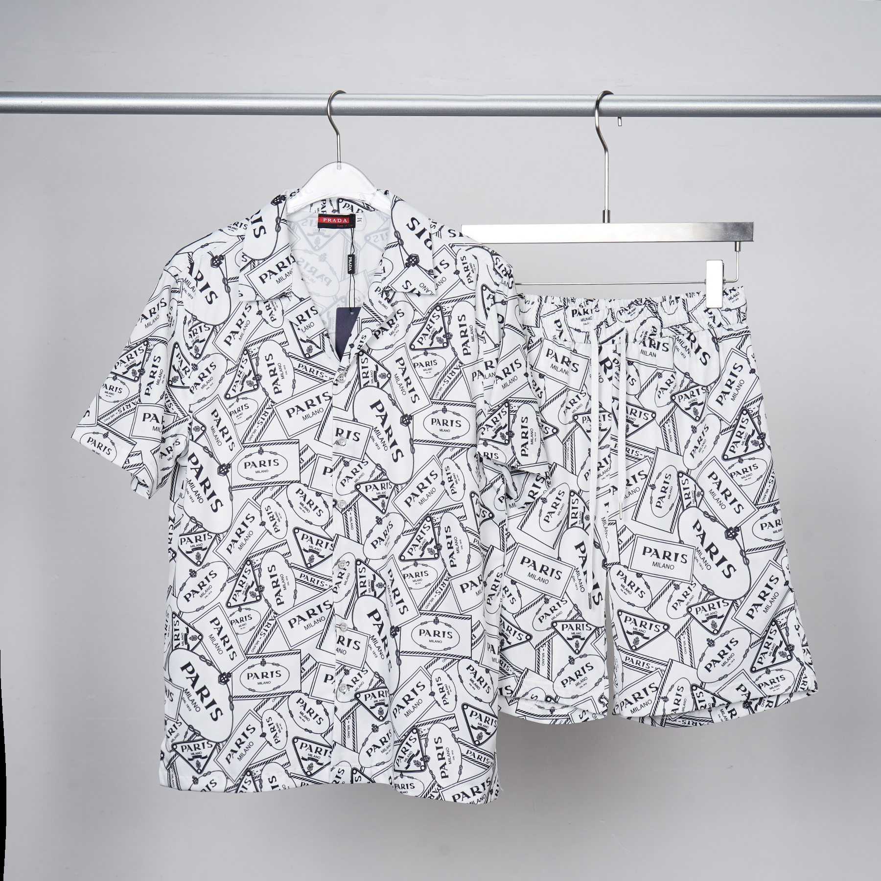 Prada Logo Short Sleeve Shirt & Shorts - DopestKickz