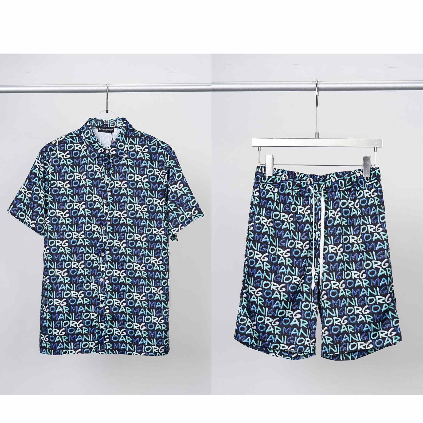 Armani Short-Sleeve Cotton Poplin Shirt & Shorts - DopestKickz