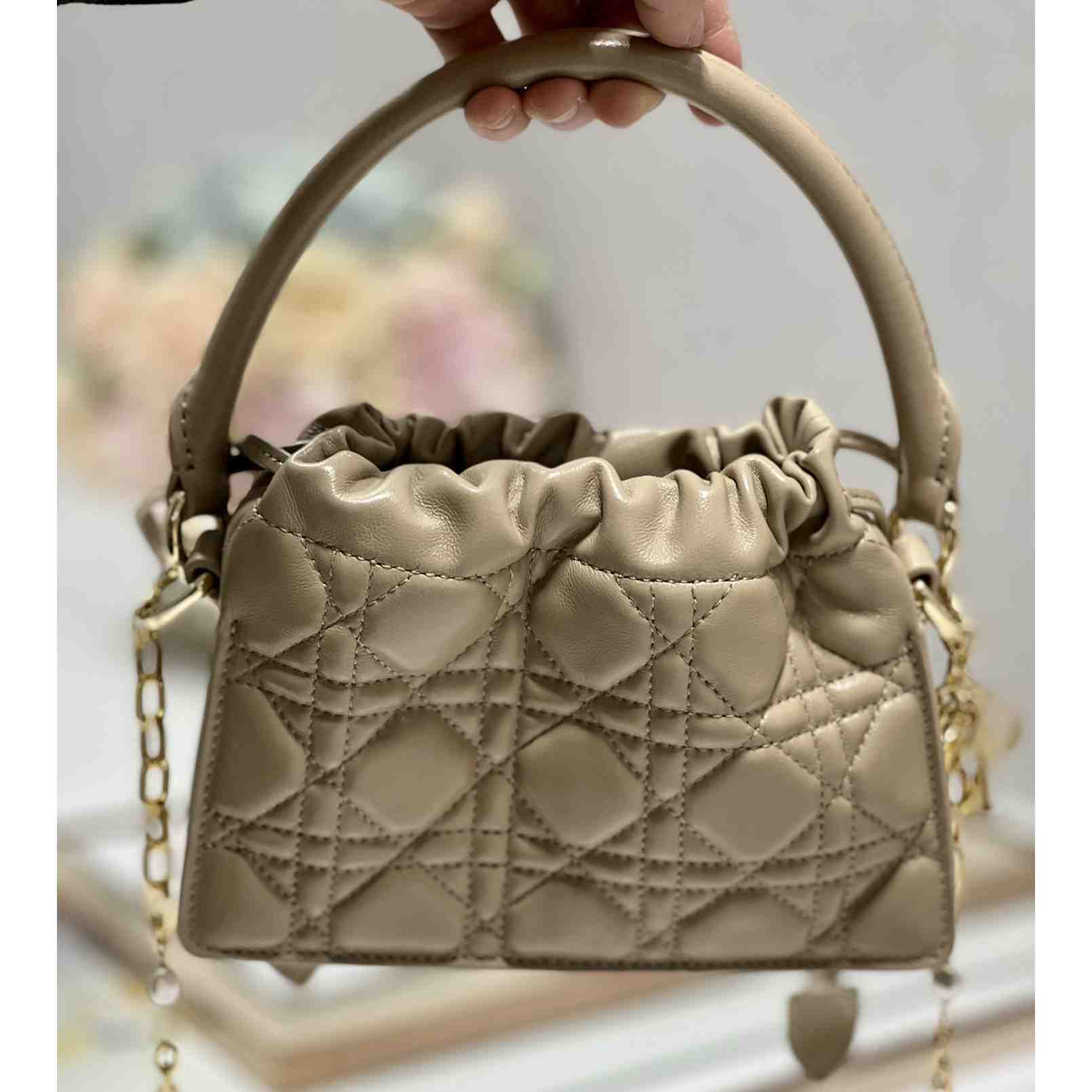 Dior Lady Dior Top Handle Drawstring Mini Bag - DopestKickz