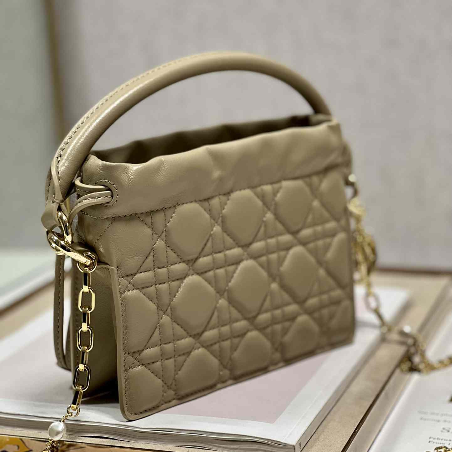 Dior Lady Dior Top Handle Drawstring Mini Bag - DopestKickz