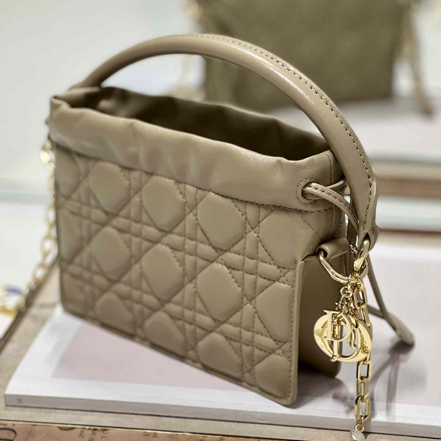 Dior Lady Dior Top Handle Drawstring Mini Bag - DopestKickz