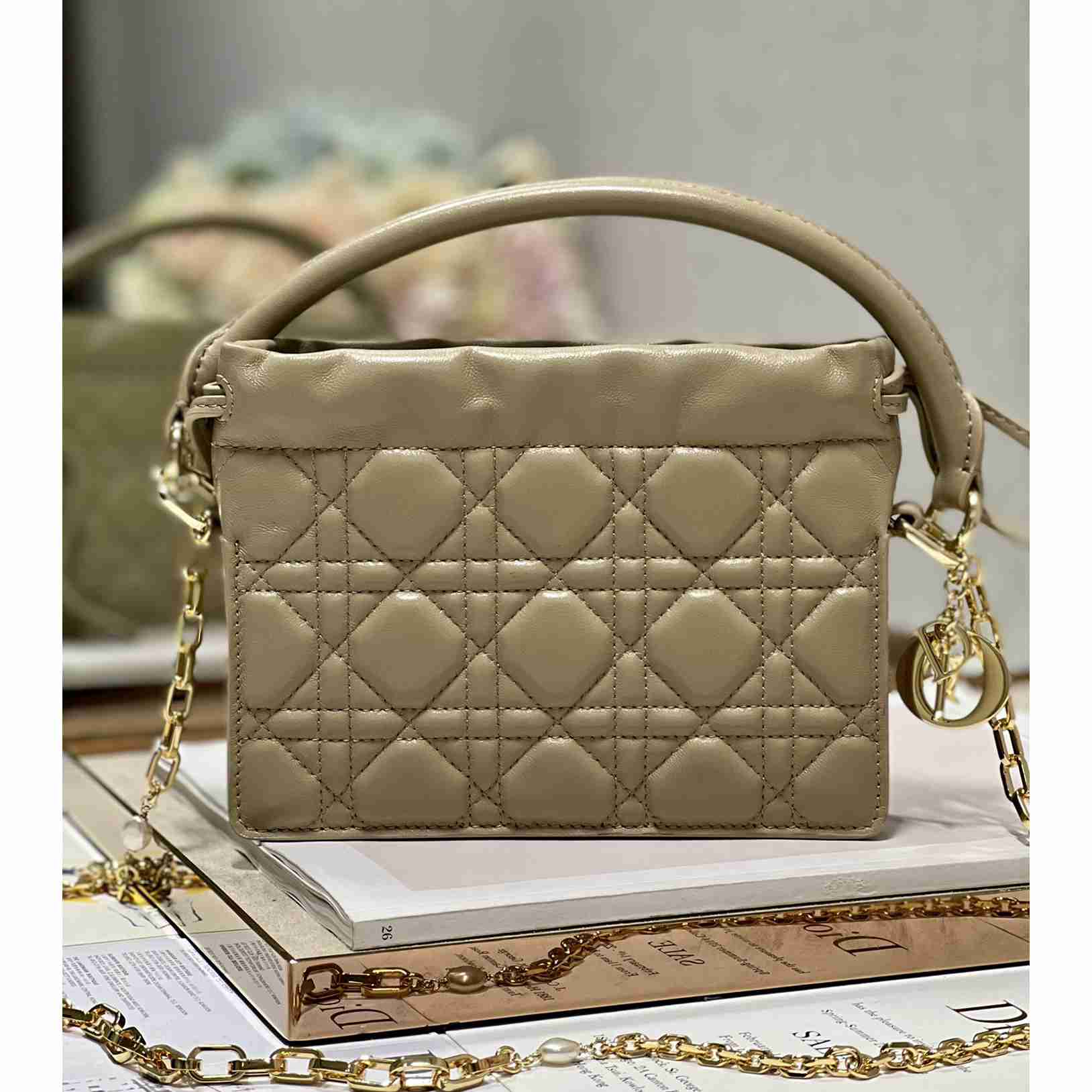 Dior Lady Dior Top Handle Drawstring Mini Bag - DopestKickz