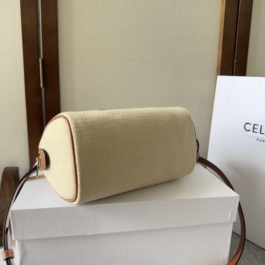 Celine Small Boston Cuir Triomphe In Textile And Calfskin Natural/Tan - DopestKickz