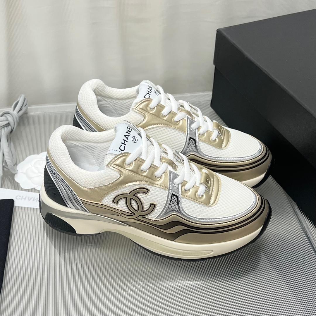 Chanel Fabric & Laminated Sneakers - DopestKickz