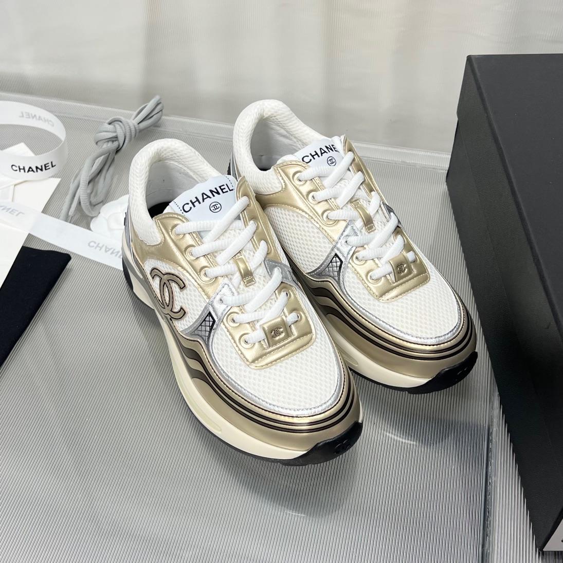 Chanel Fabric & Laminated Sneakers - DopestKickz