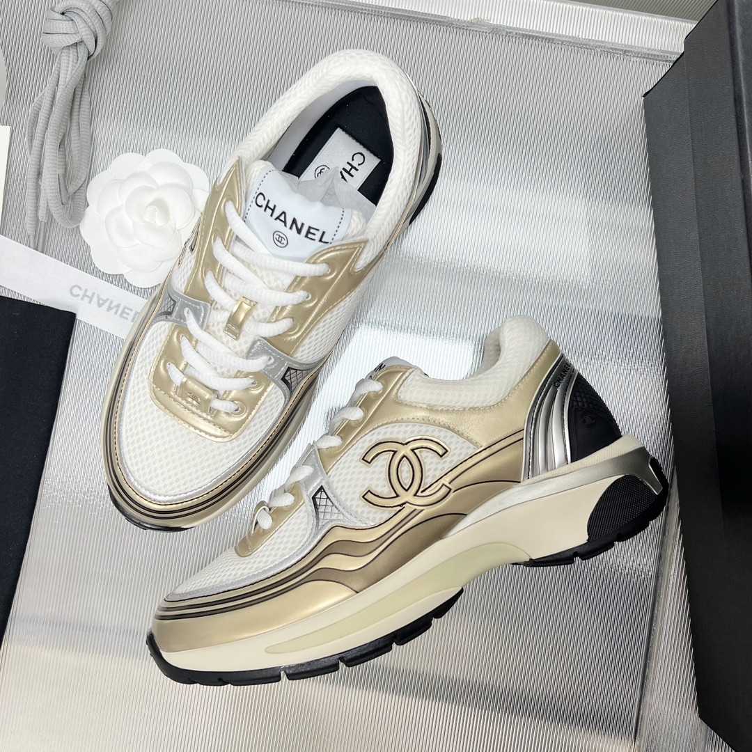 Chanel Fabric & Laminated Sneakers - DopestKickz