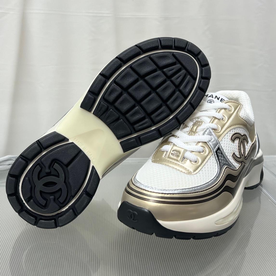 Chanel Fabric & Laminated Sneakers - DopestKickz