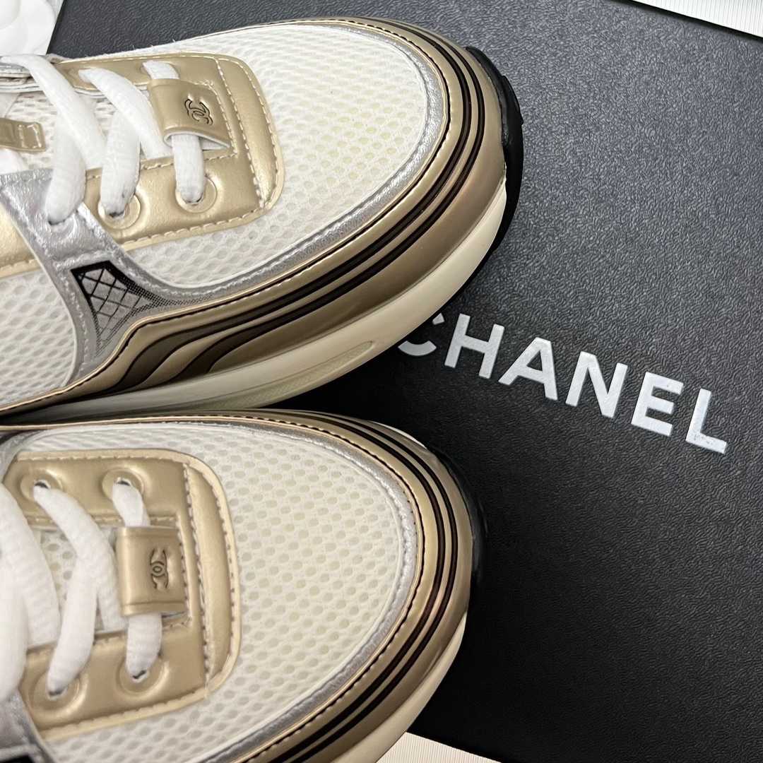 Chanel Fabric & Laminated Sneakers - DopestKickz