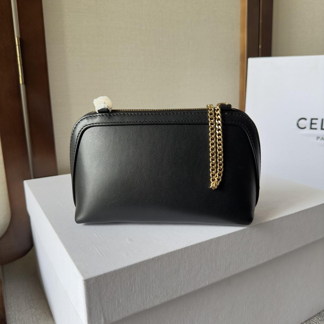 Celine Clutch On Chain Cuir Triomphe In Smooth Calfskin Black - DopestKickz