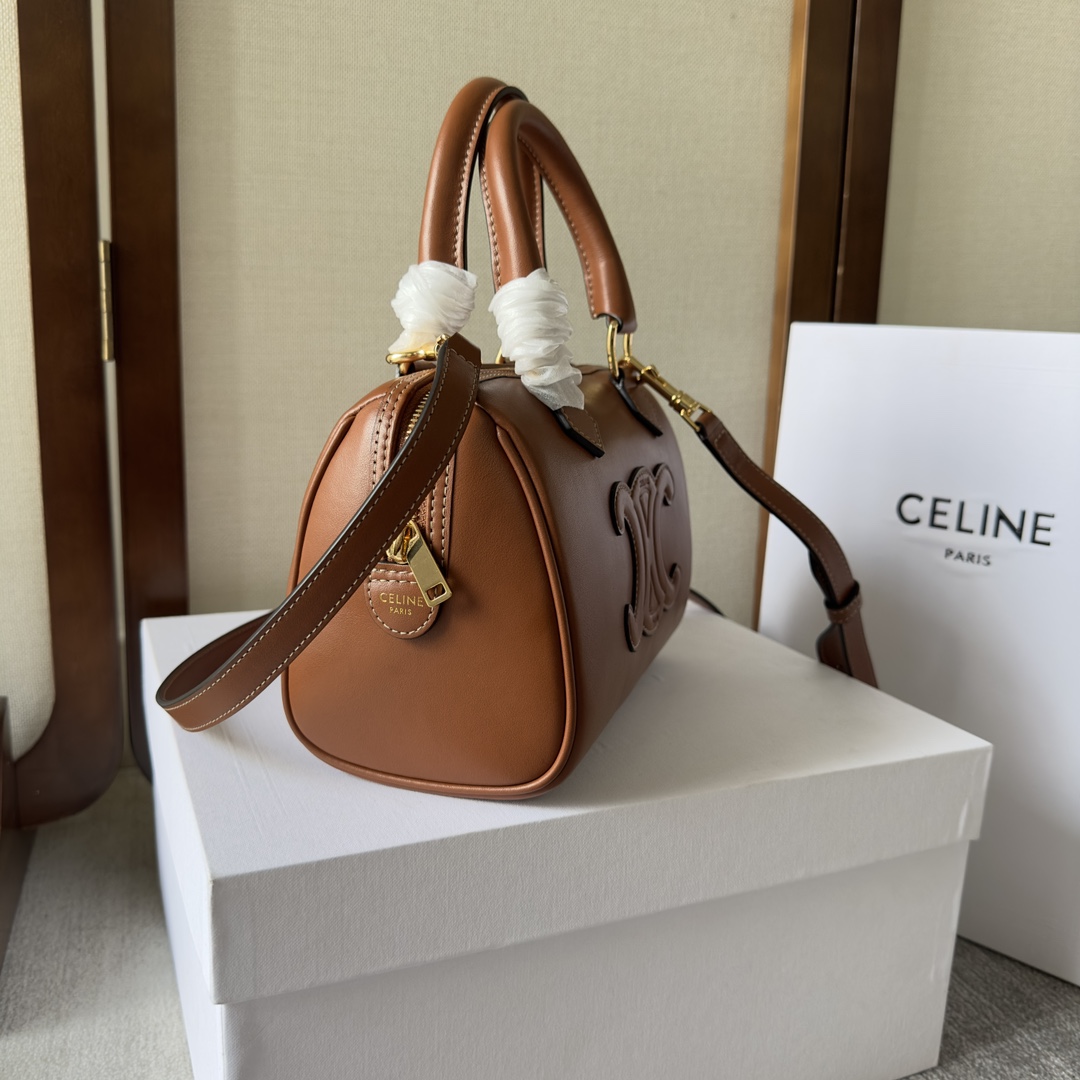 Celine Small Boston Cuir Triomphe In Smooth Calfskin Tan - DopestKickz