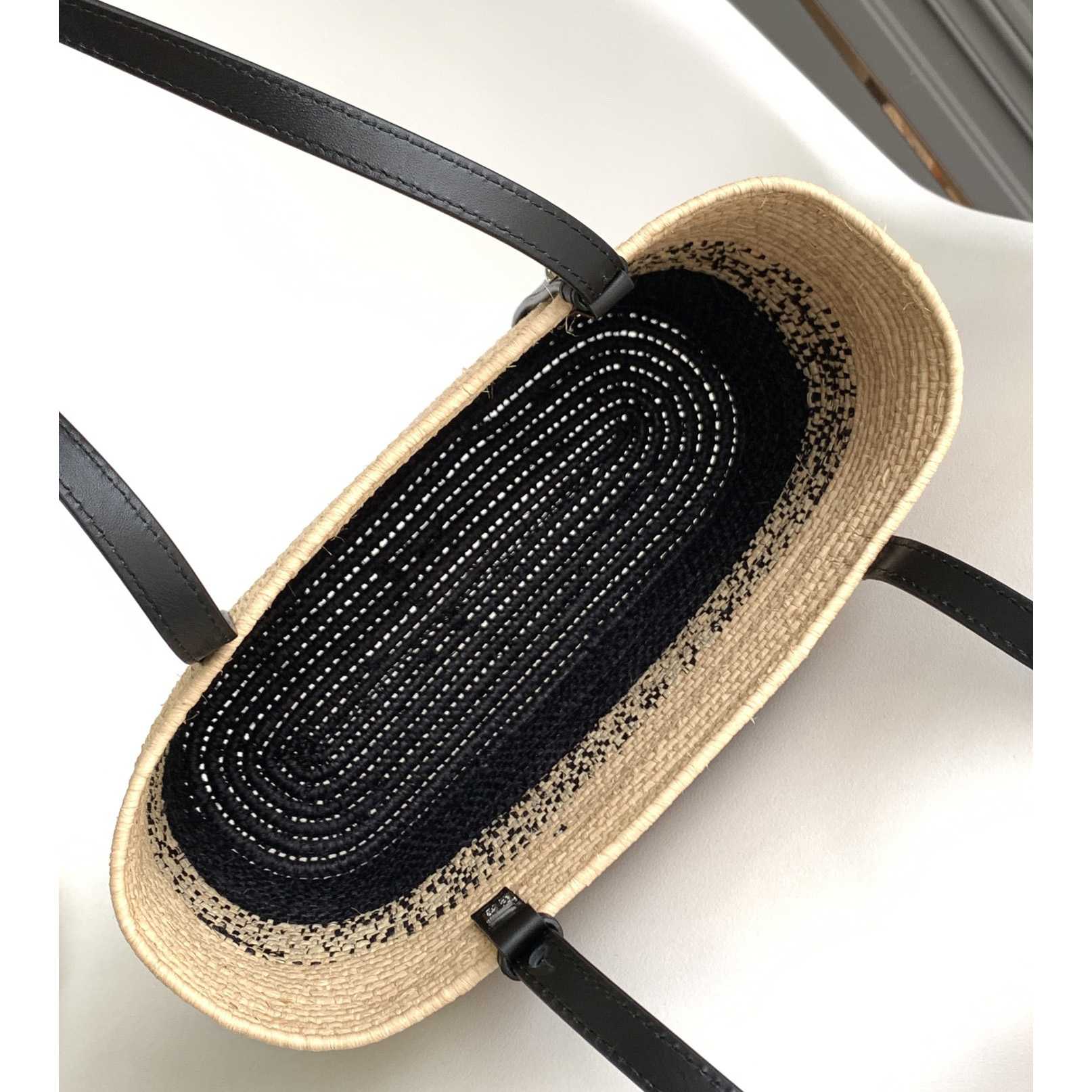 Loewe Small Square Basket bag In Raffia And Calfskin (30*21*11cm) - DopestKickz