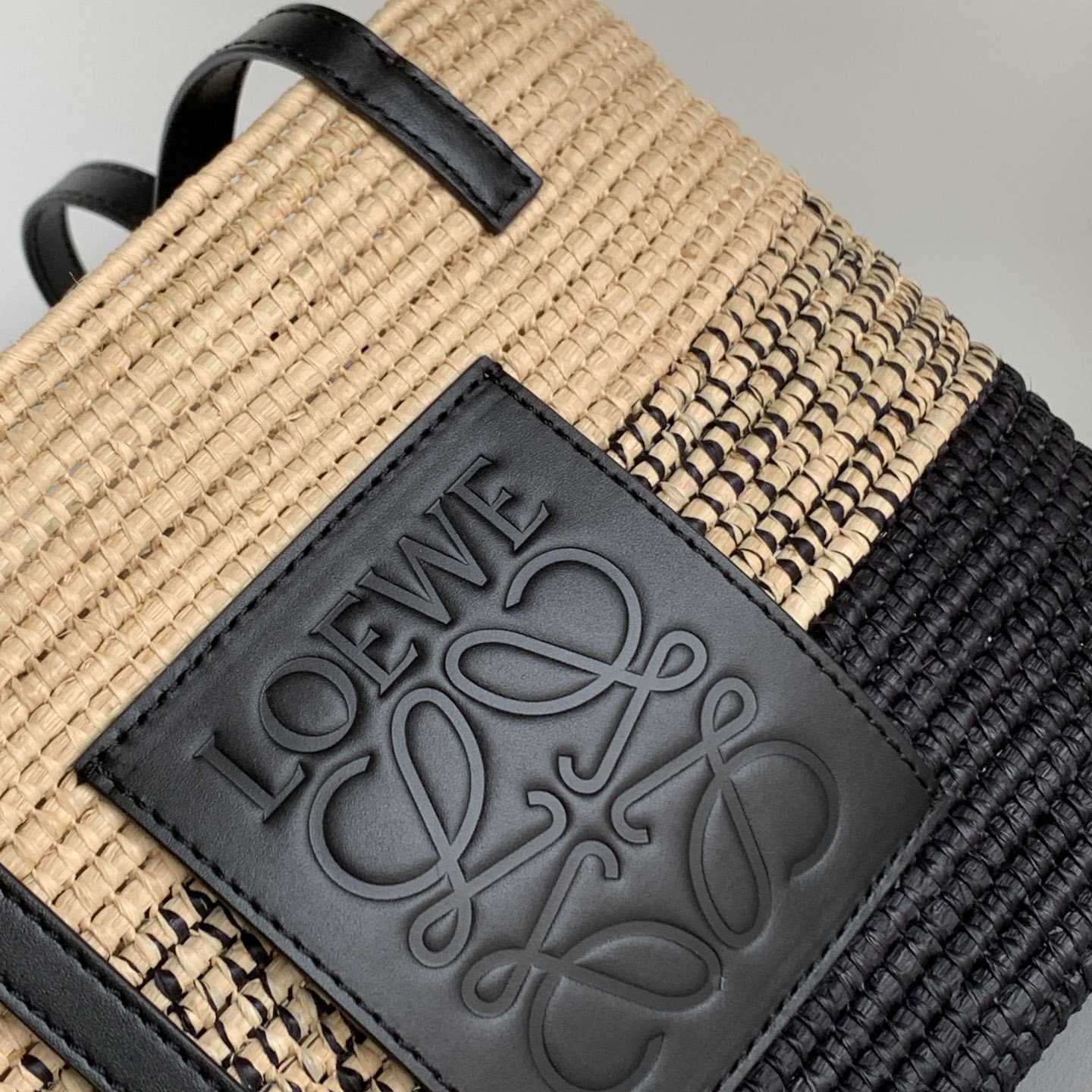 Loewe Small Square Basket bag In Raffia And Calfskin (30*21*11cm) - DopestKickz