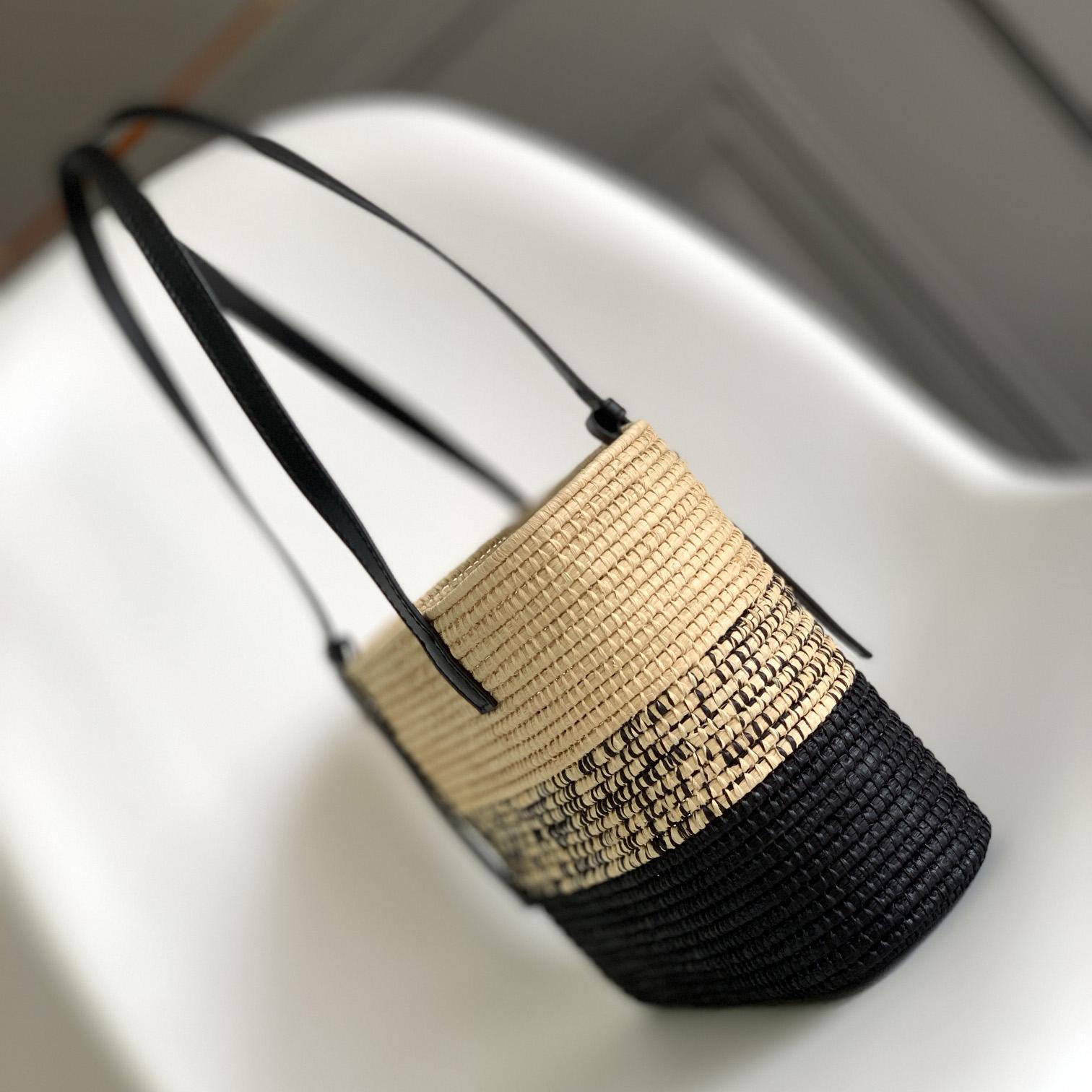 Loewe Small Square Basket bag In Raffia And Calfskin (30*21*11cm) - DopestKickz