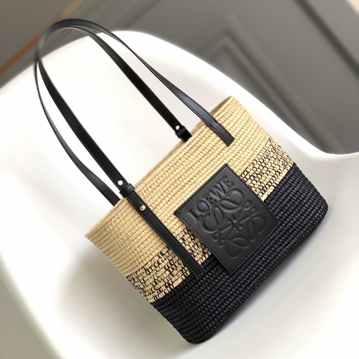 Loewe Small Square Basket bag In Raffia And Calfskin (30*21*11cm) - DopestKickz