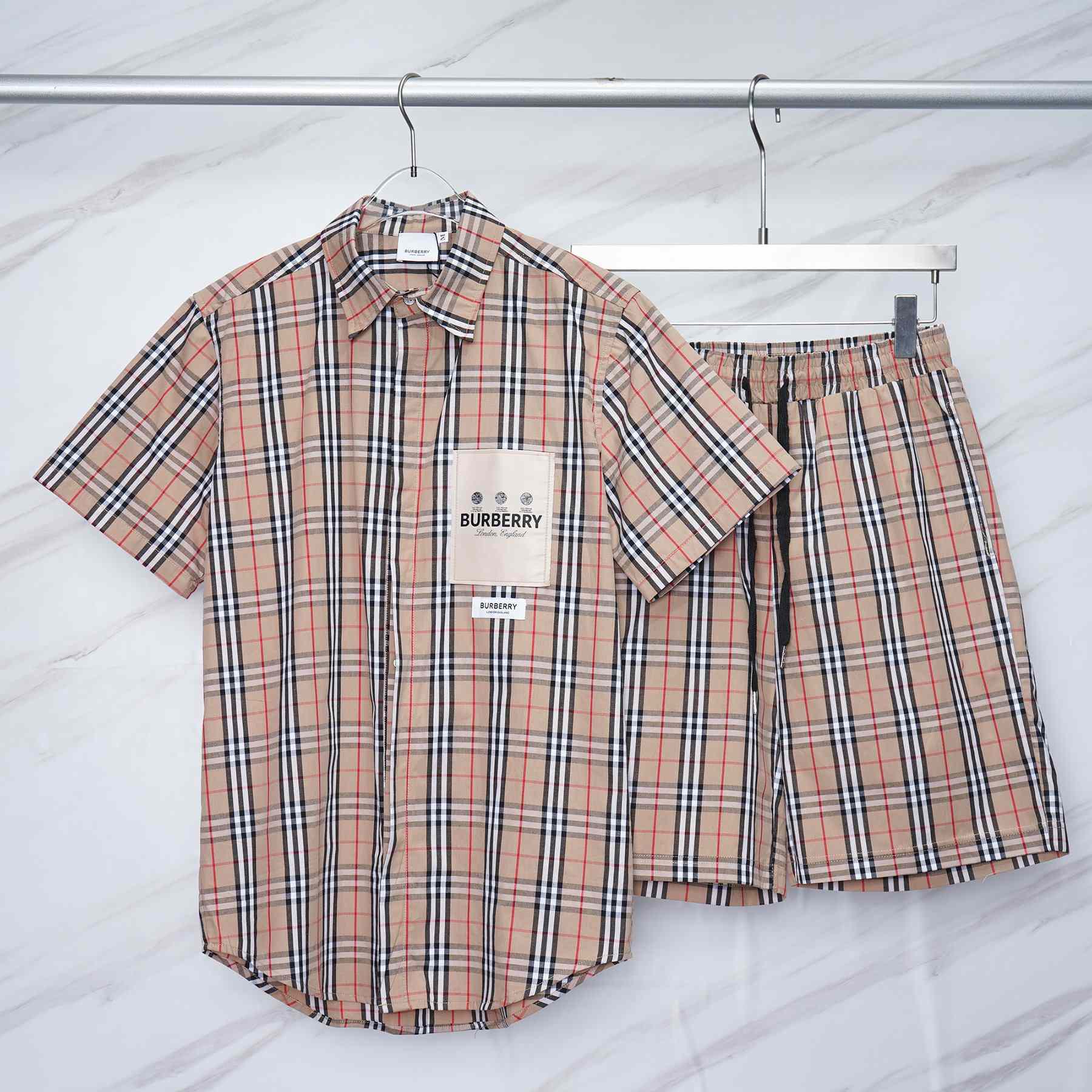 Burberry Short-sleeve Check Cotton Poplin Shirt & Shorts - DopestKickz