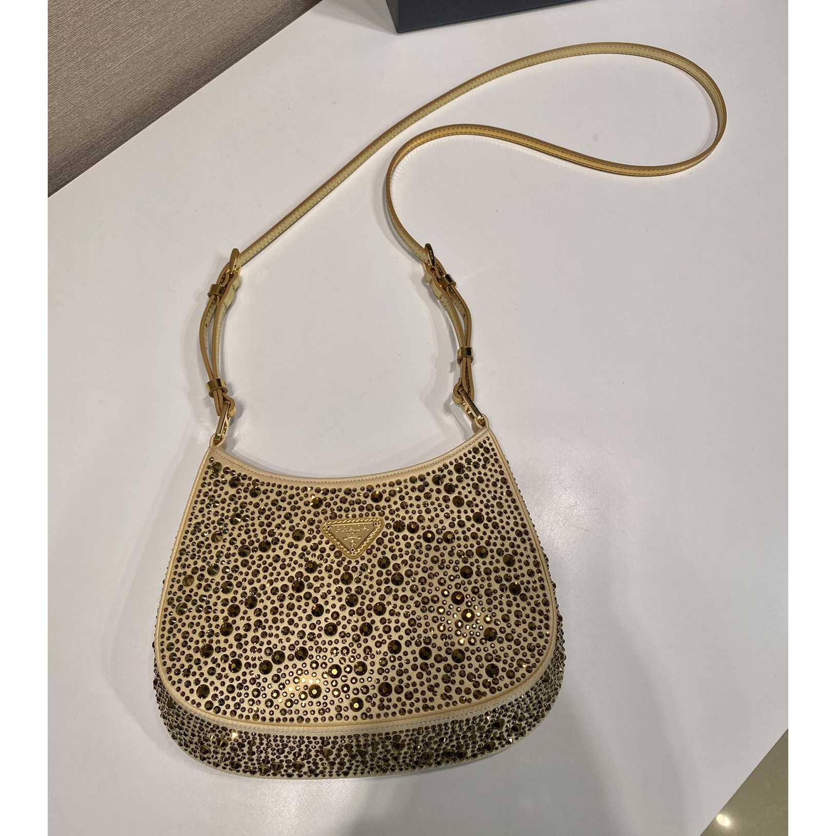 Prada Cleo Satin Bag With Crystals(22-18.5-4.5CM) - DopestKickz