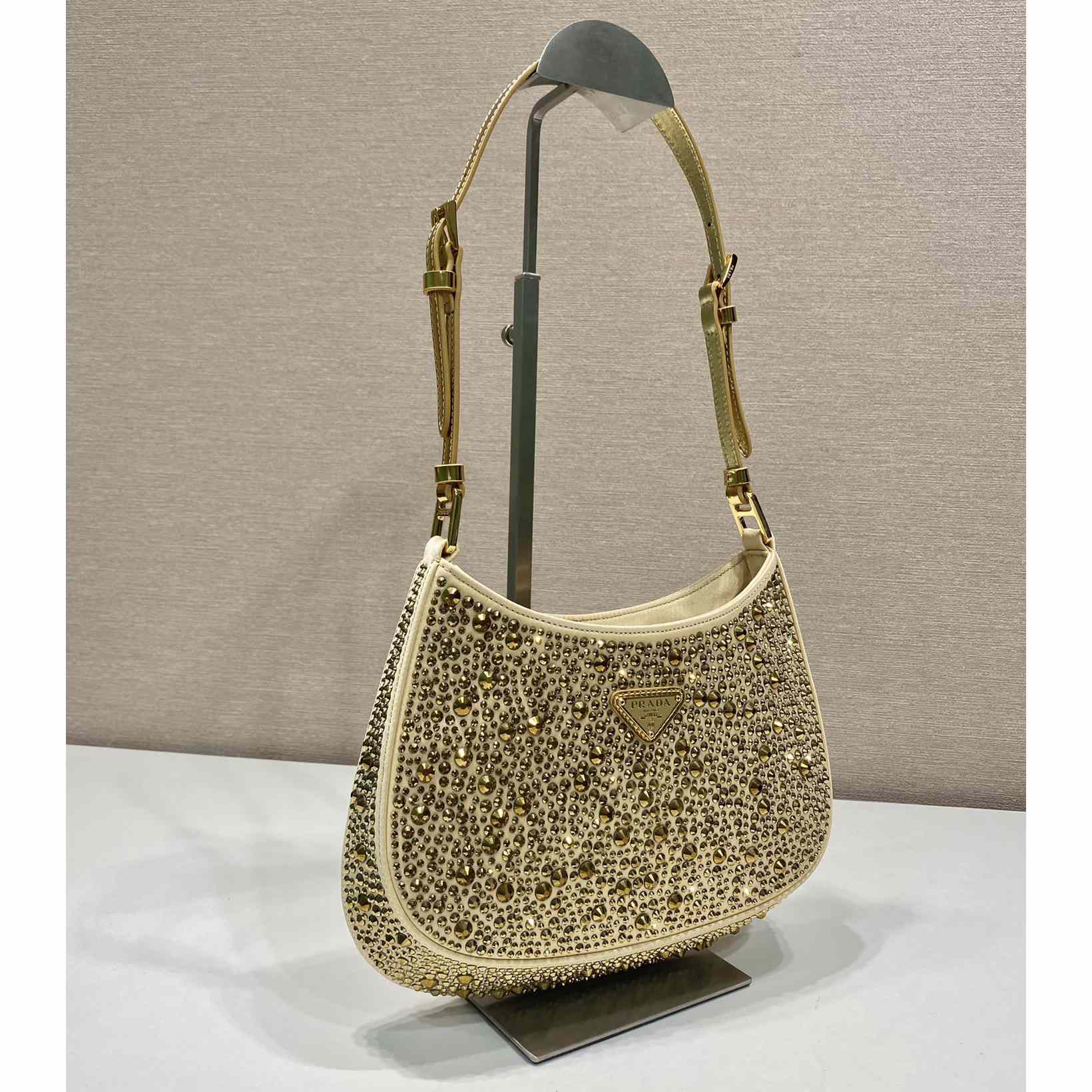 Prada Cleo Satin Bag With Crystals(22-18.5-4.5CM) - DopestKickz