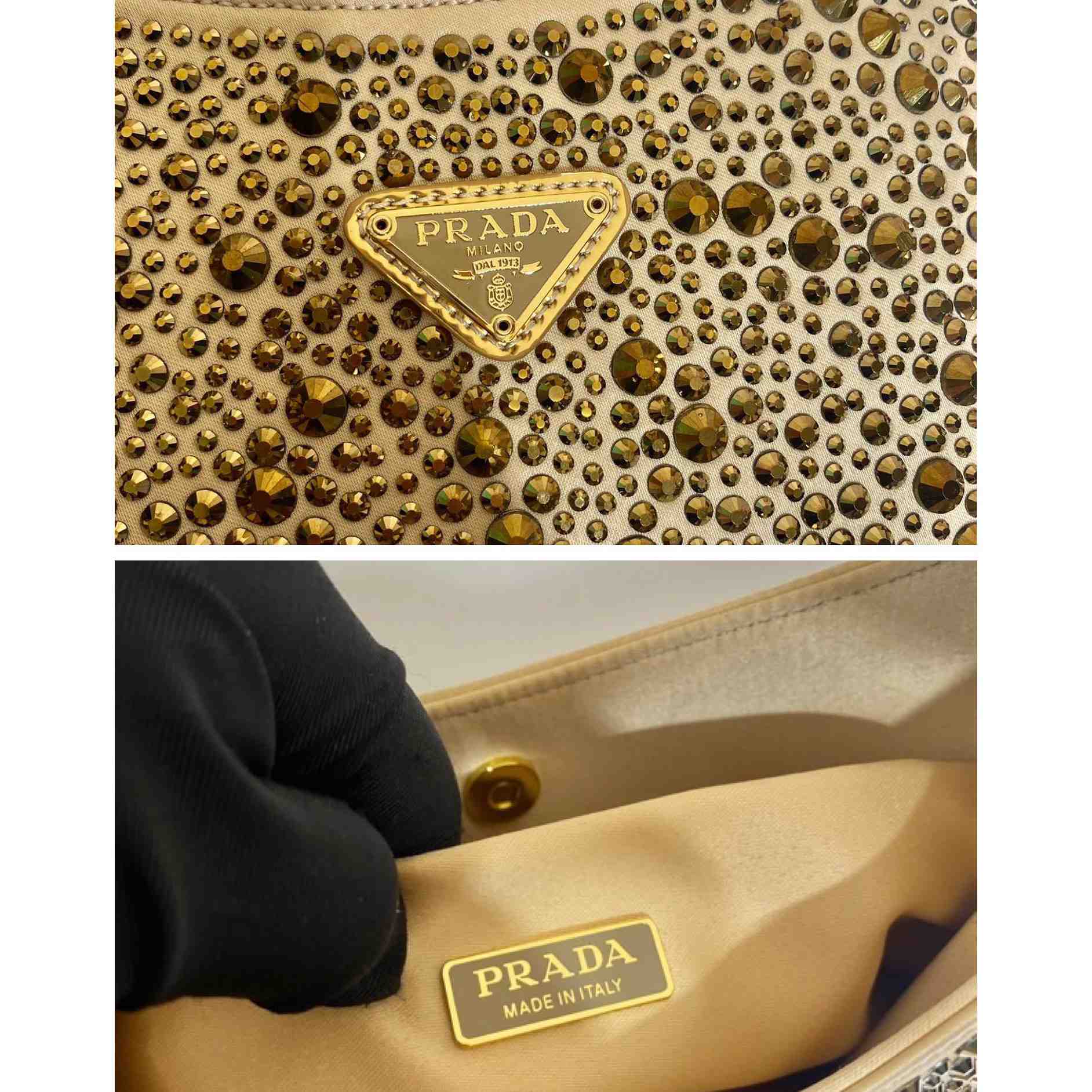 Prada Cleo Satin Bag With Crystals(22-18.5-4.5CM) - DopestKickz