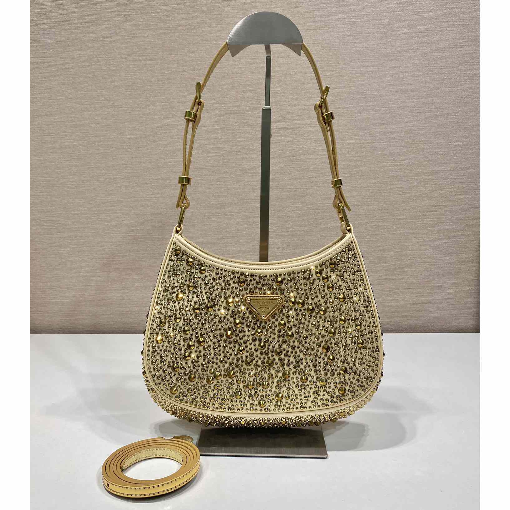 Prada Cleo Satin Bag With Crystals(22-18.5-4.5CM) - DopestKickz