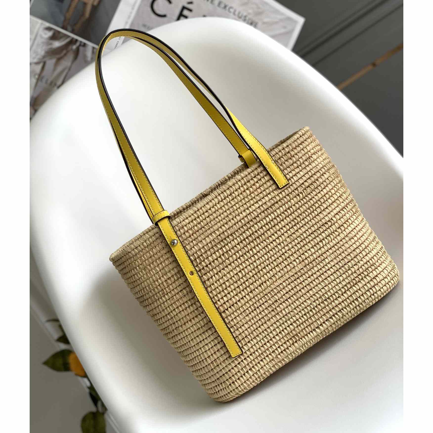 Loewe Small Square Basket bag In Raffia And Calfskin (30*21*11cm) - DopestKickz