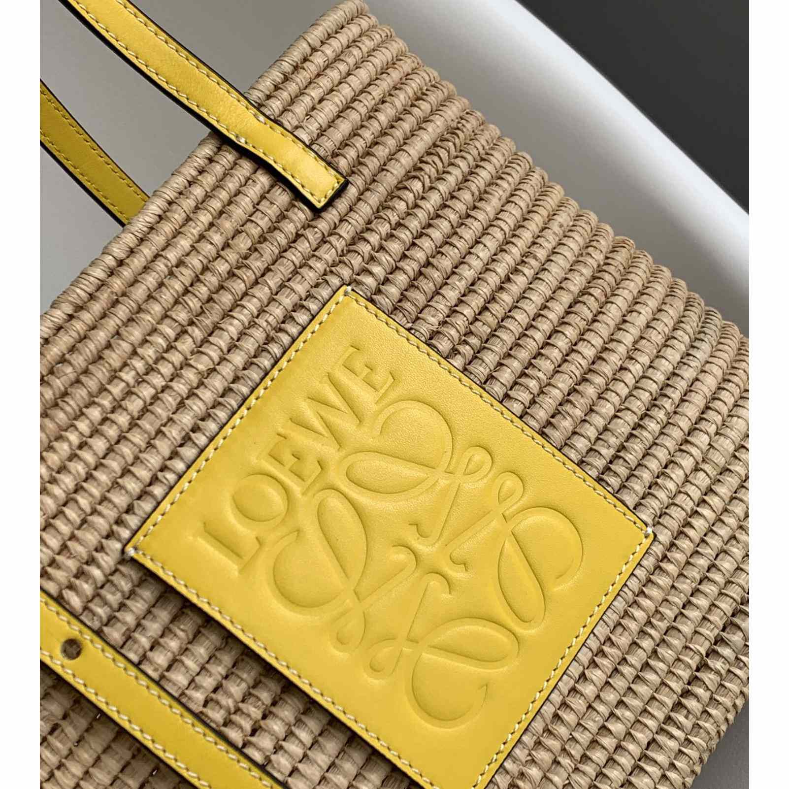 Loewe Small Square Basket bag In Raffia And Calfskin (30*21*11cm) - DopestKickz