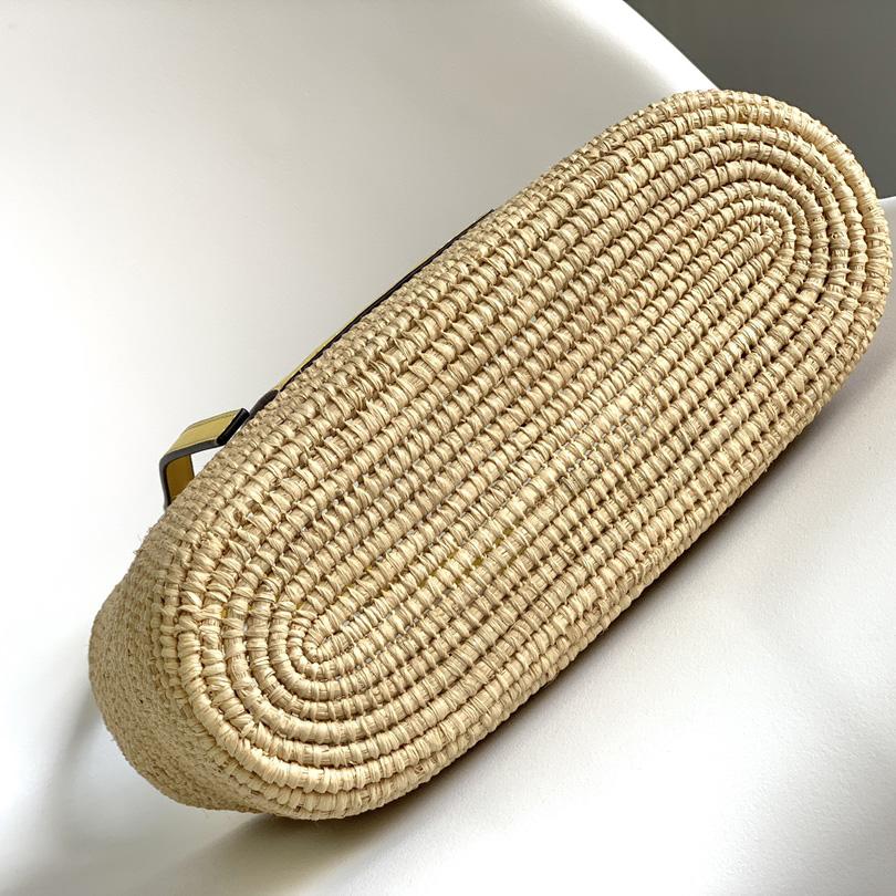 Loewe Small Square Basket bag In Raffia And Calfskin (30*21*11cm) - DopestKickz