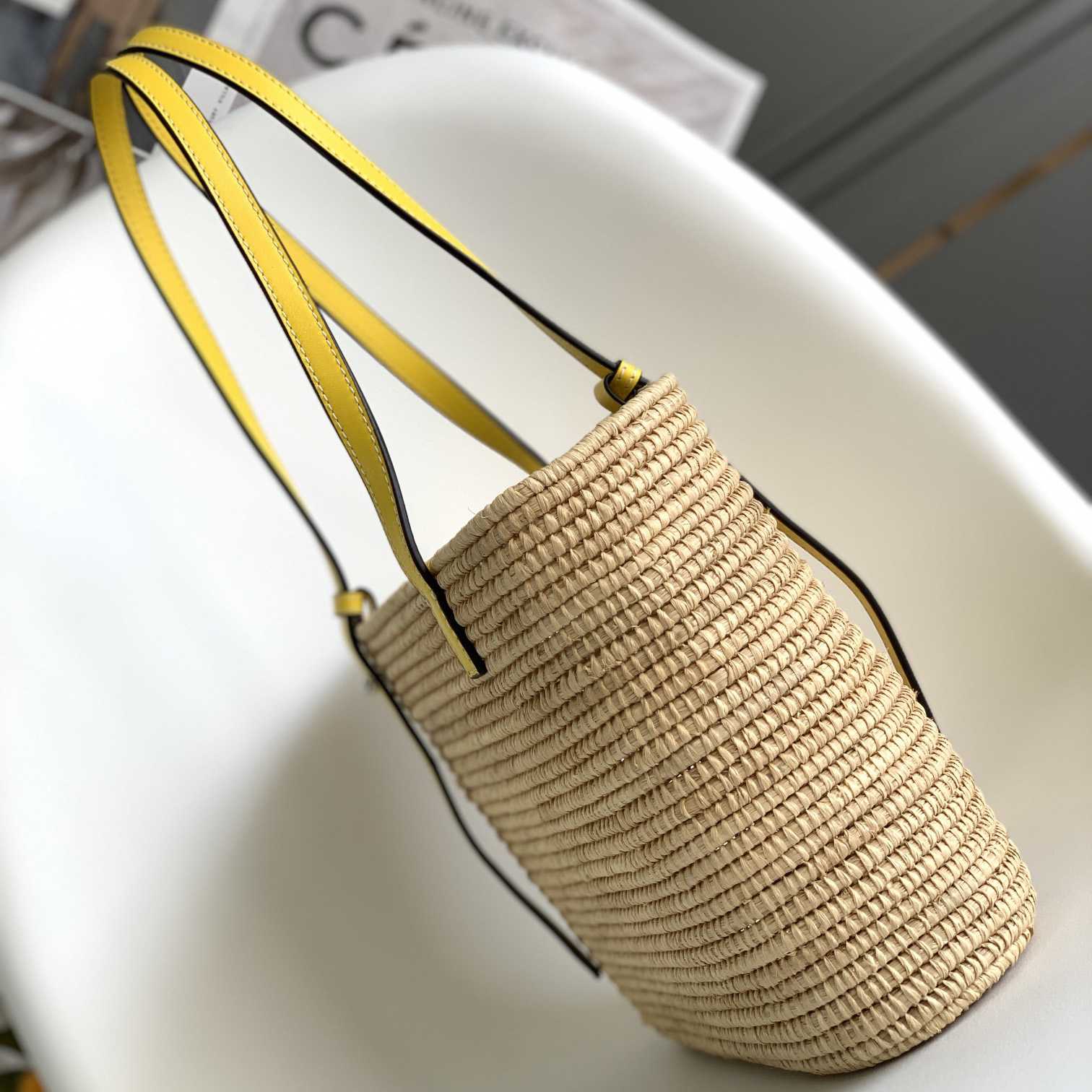 Loewe Small Square Basket bag In Raffia And Calfskin (30*21*11cm) - DopestKickz