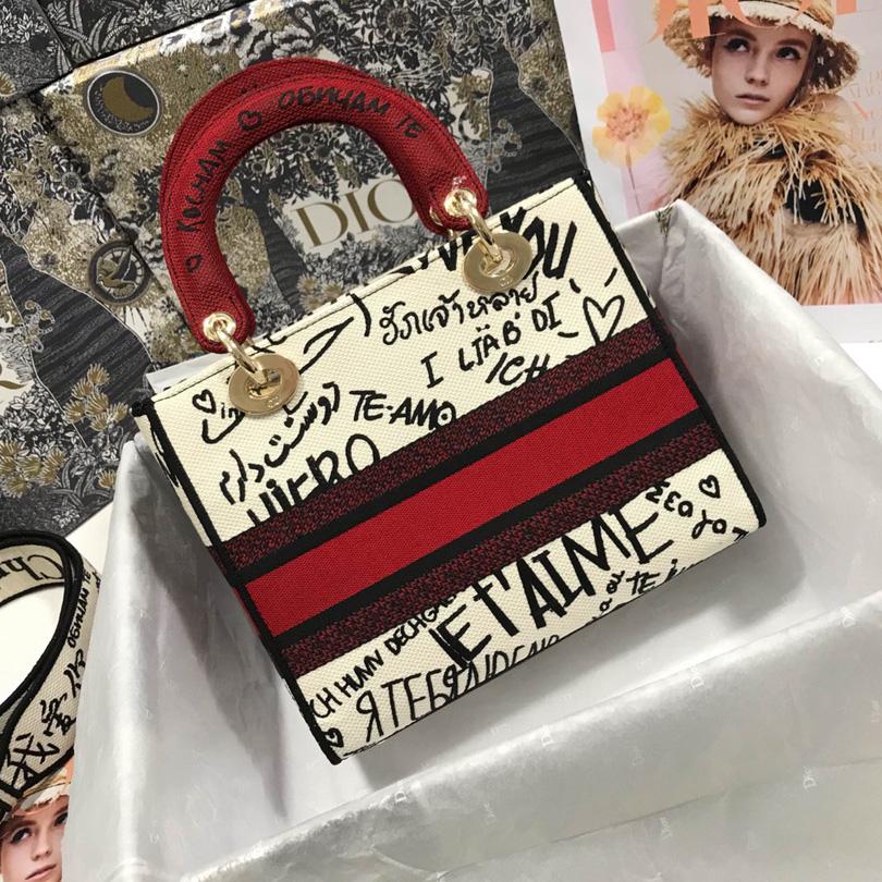 Dior Lady D-Lite Bag Embroidered Canvas (24-20-11cm) - DopestKickz