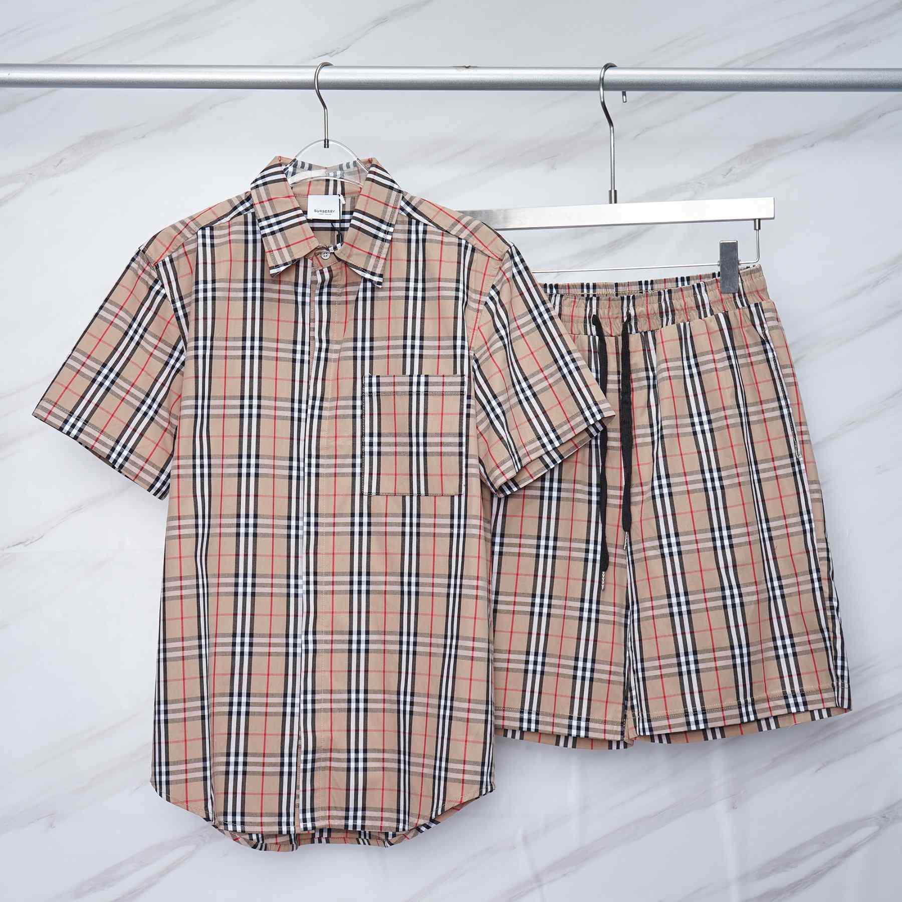 Burberry Short-sleeve Check Cotton Poplin Shirt & Shorts - DopestKickz