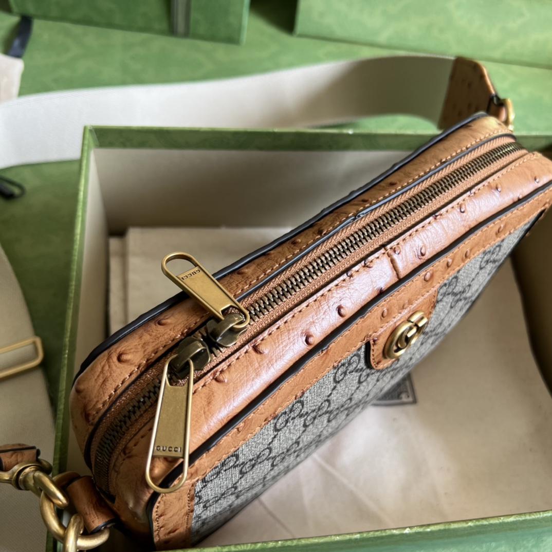 Gucci Python Trim Shoulder Bag With Double G (23.5x 16x 4.5cm) - DopestKickz