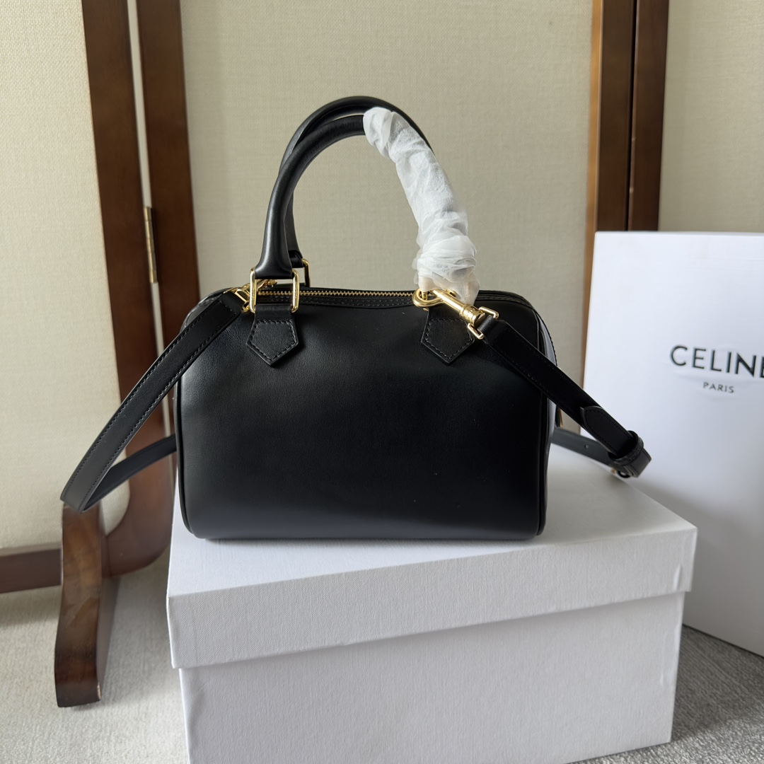 Celine Small Boston Cuir Triomphe In Smooth Calfskin Black - DopestKickz