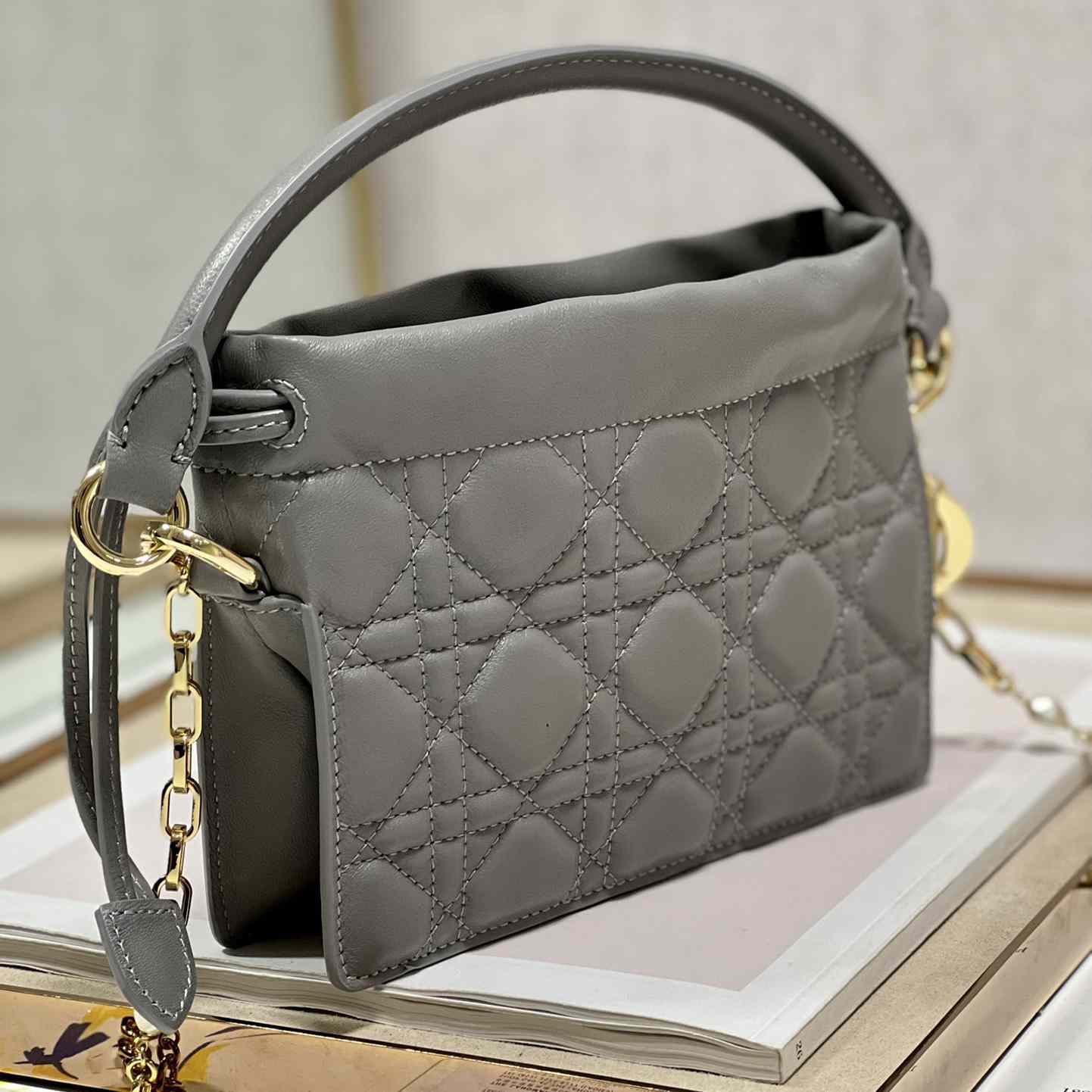 Dior Lady Dior Top Handle Drawstring Mini Bag - DopestKickz