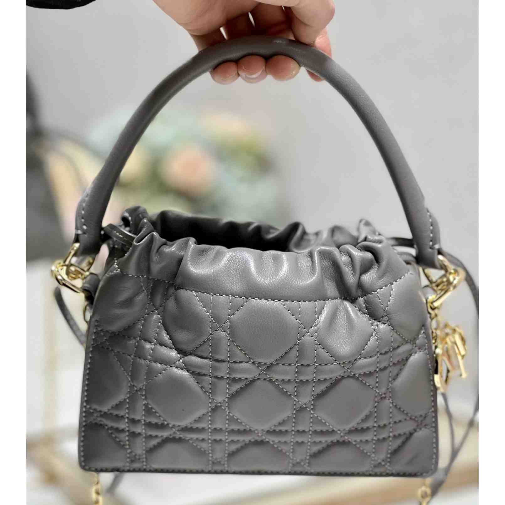 Dior Lady Dior Top Handle Drawstring Mini Bag - DopestKickz