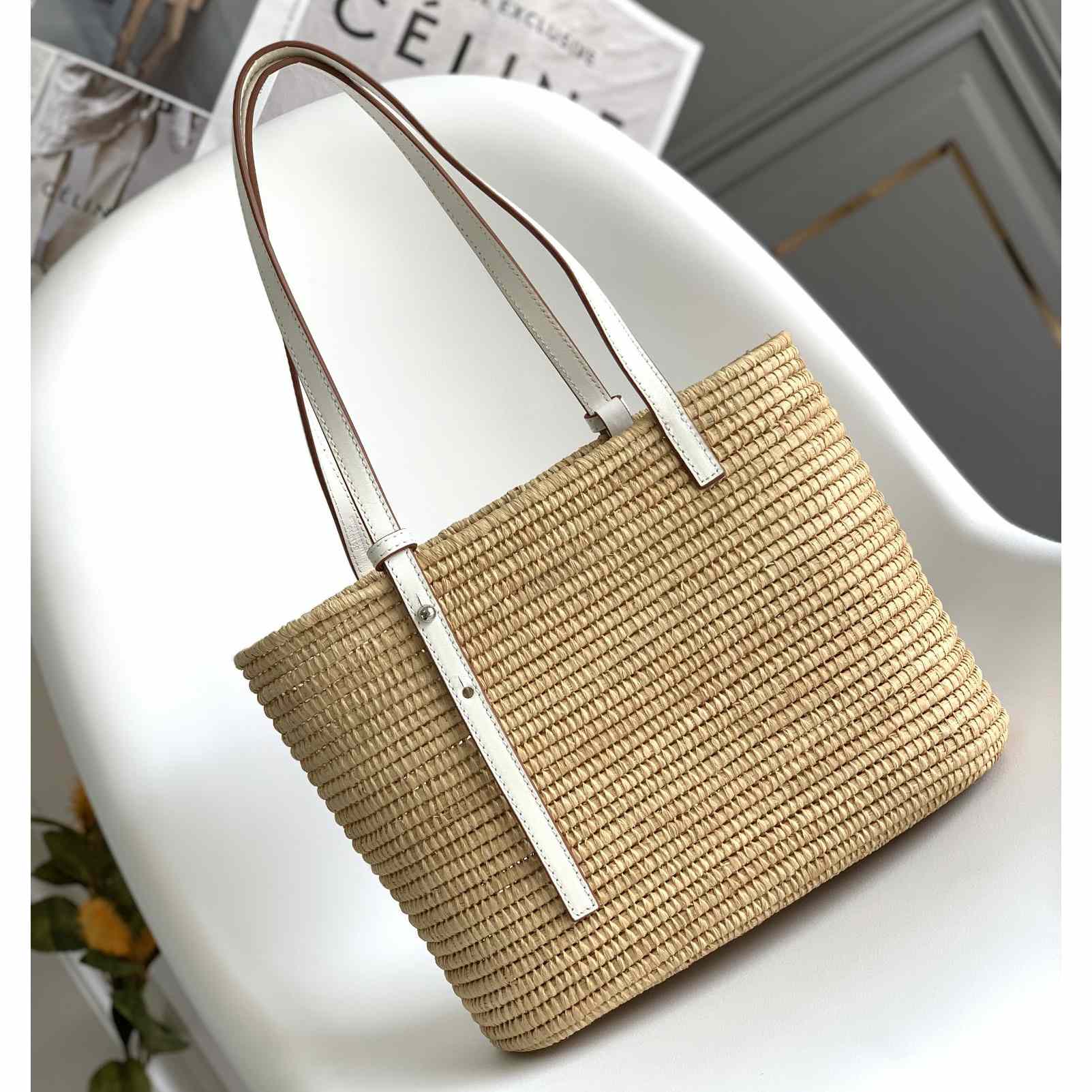 Loewe Small Square Basket bag In Raffia And Calfskin (30*21*11cm) - DopestKickz