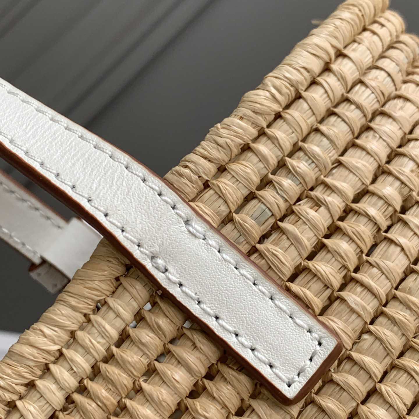 Loewe Small Square Basket bag In Raffia And Calfskin (30*21*11cm) - DopestKickz