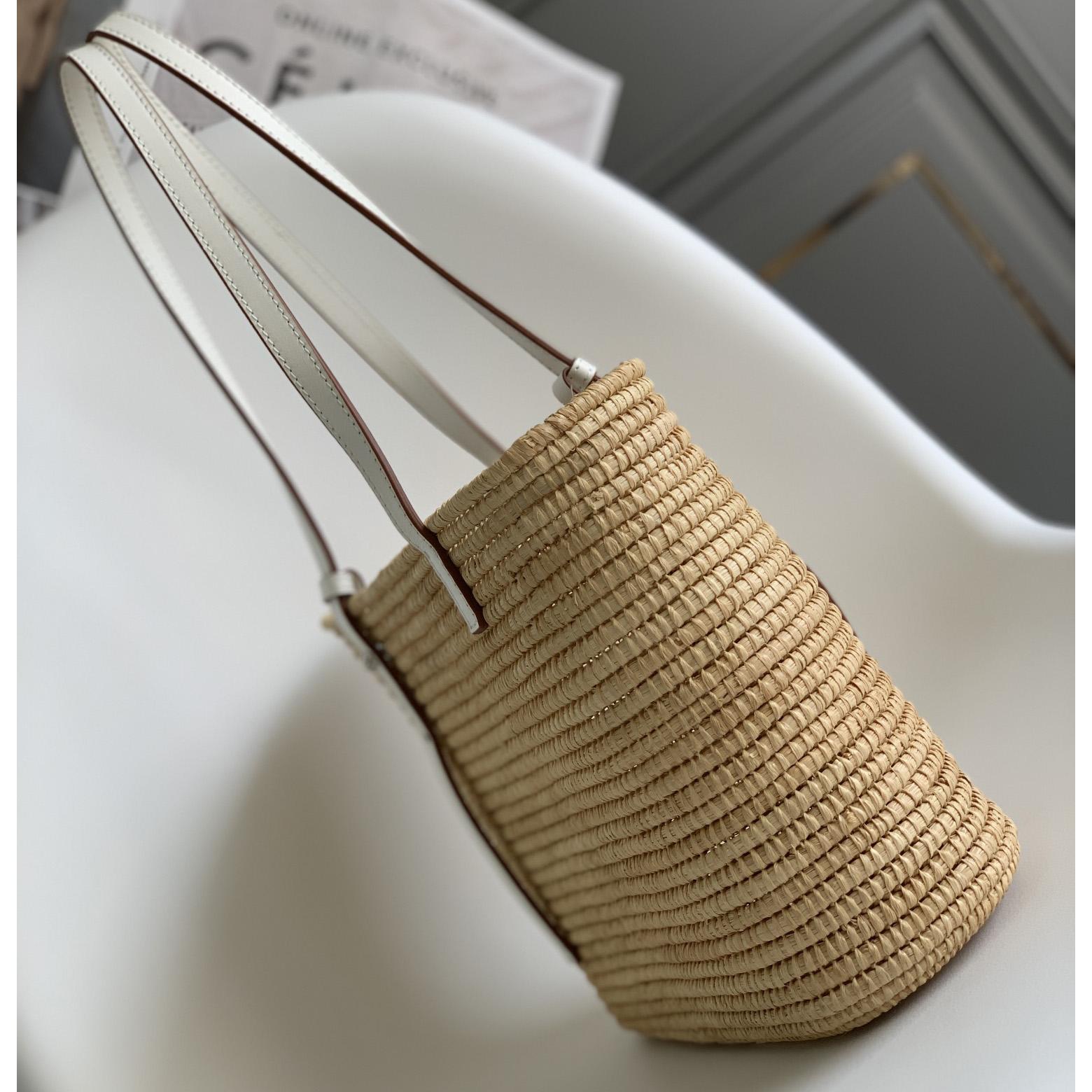 Loewe Small Square Basket bag In Raffia And Calfskin (30*21*11cm) - DopestKickz