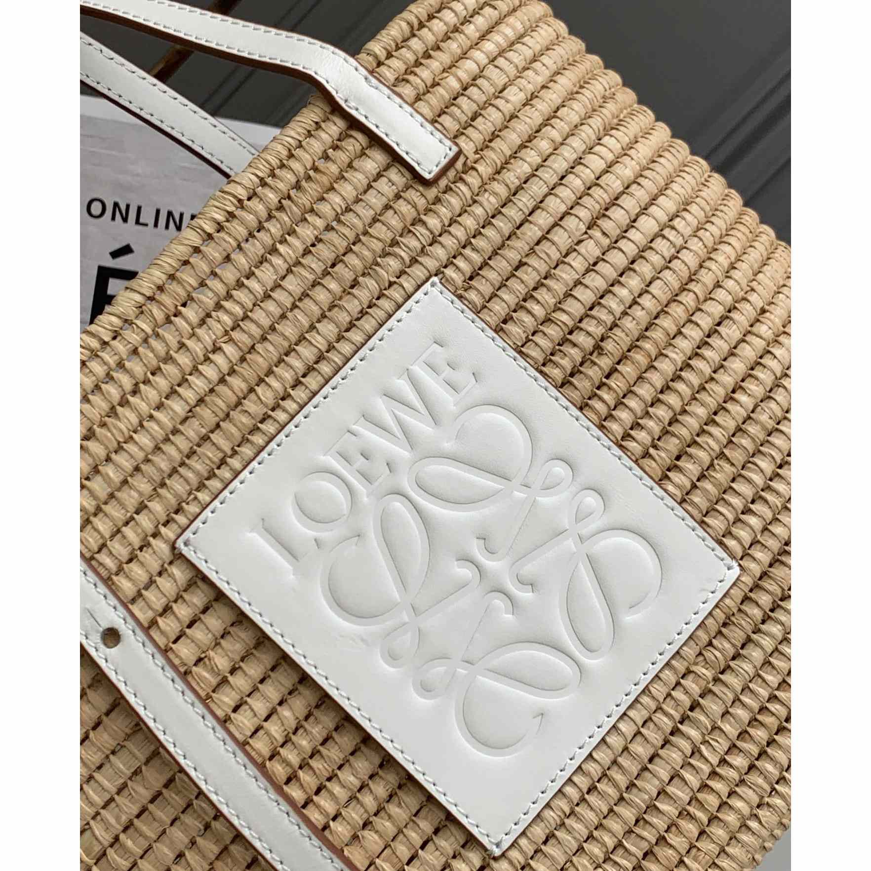 Loewe Small Square Basket bag In Raffia And Calfskin (30*21*11cm) - DopestKickz