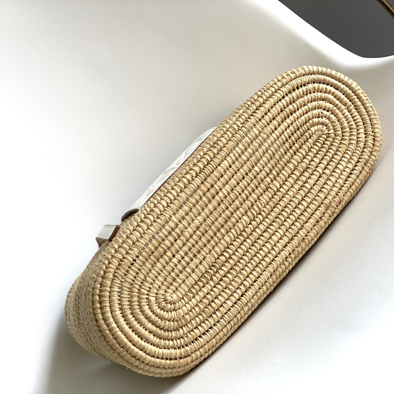 Loewe Small Square Basket bag In Raffia And Calfskin (30*21*11cm) - DopestKickz