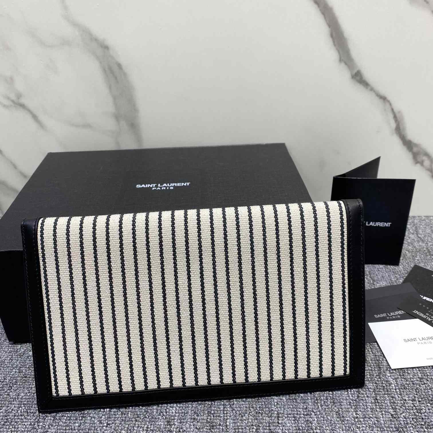 Saint Laurent Uptown Striped Envelope Clutch Bag(27x16x2cm) - DopestKickz