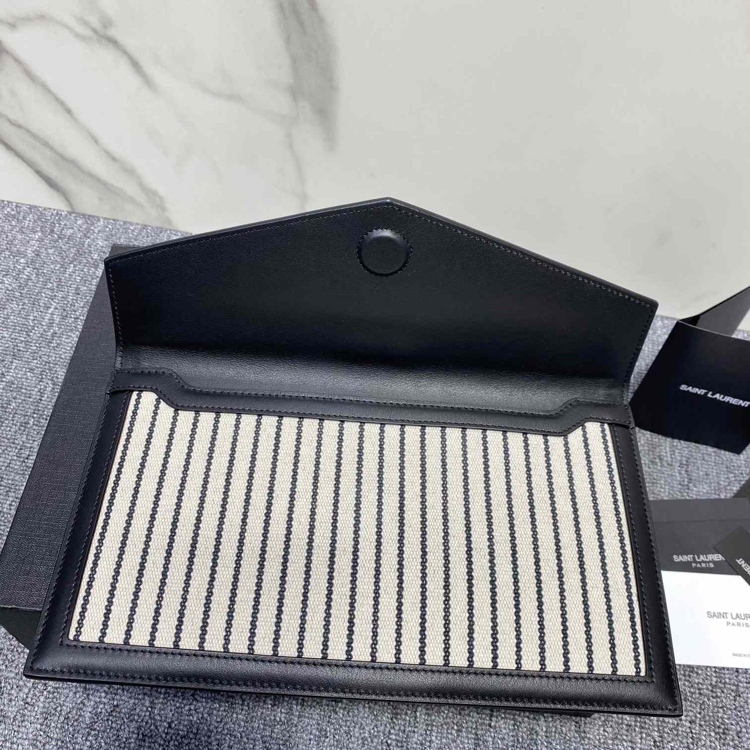 Saint Laurent Uptown Striped Envelope Clutch Bag(27x16x2cm) - DopestKickz