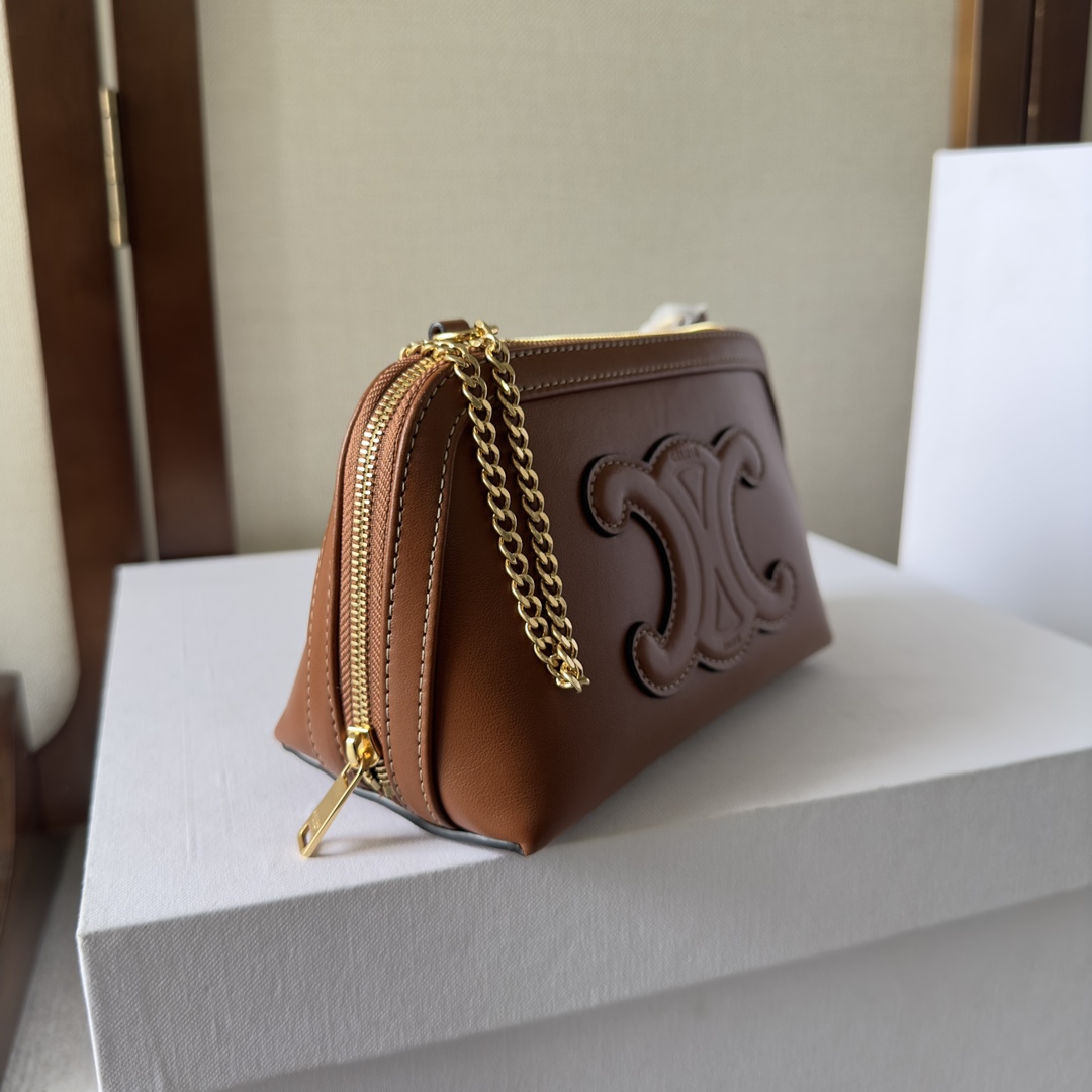 Celine Clutch On Chain Cuir Triomphe In Smooth Calfskin Tan - DopestKickz