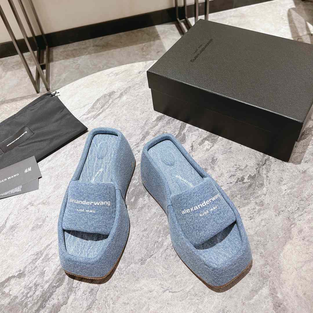 Alexander Wang Taji Platform Sandal In Washed Denim - DopestKickz