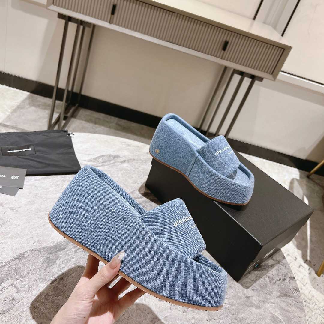 Alexander Wang Taji Platform Sandal In Washed Denim - DopestKickz
