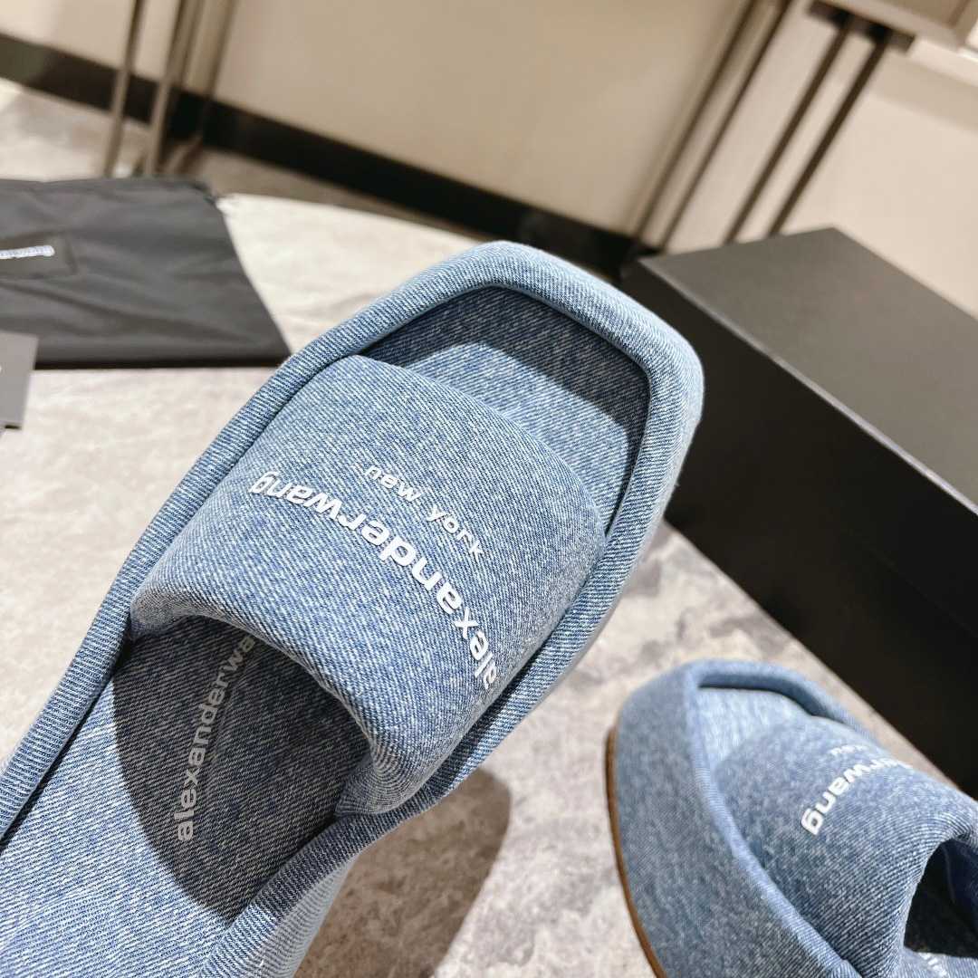 Alexander Wang Taji Platform Sandal In Washed Denim - DopestKickz