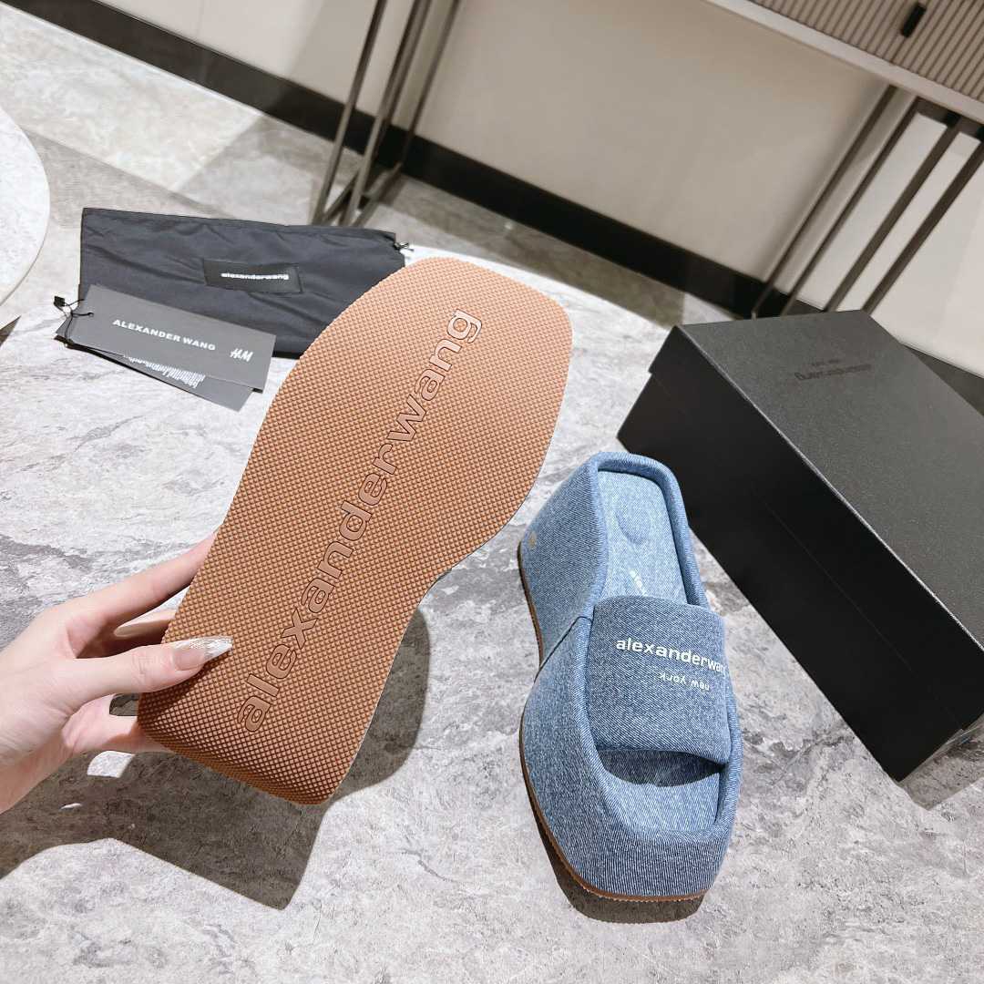 Alexander Wang Taji Platform Sandal In Washed Denim - DopestKickz