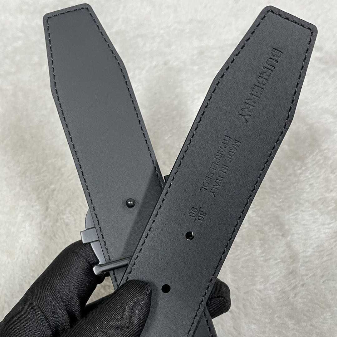 Burberry Check And Leather Reversible TB Belt - DopestKickz