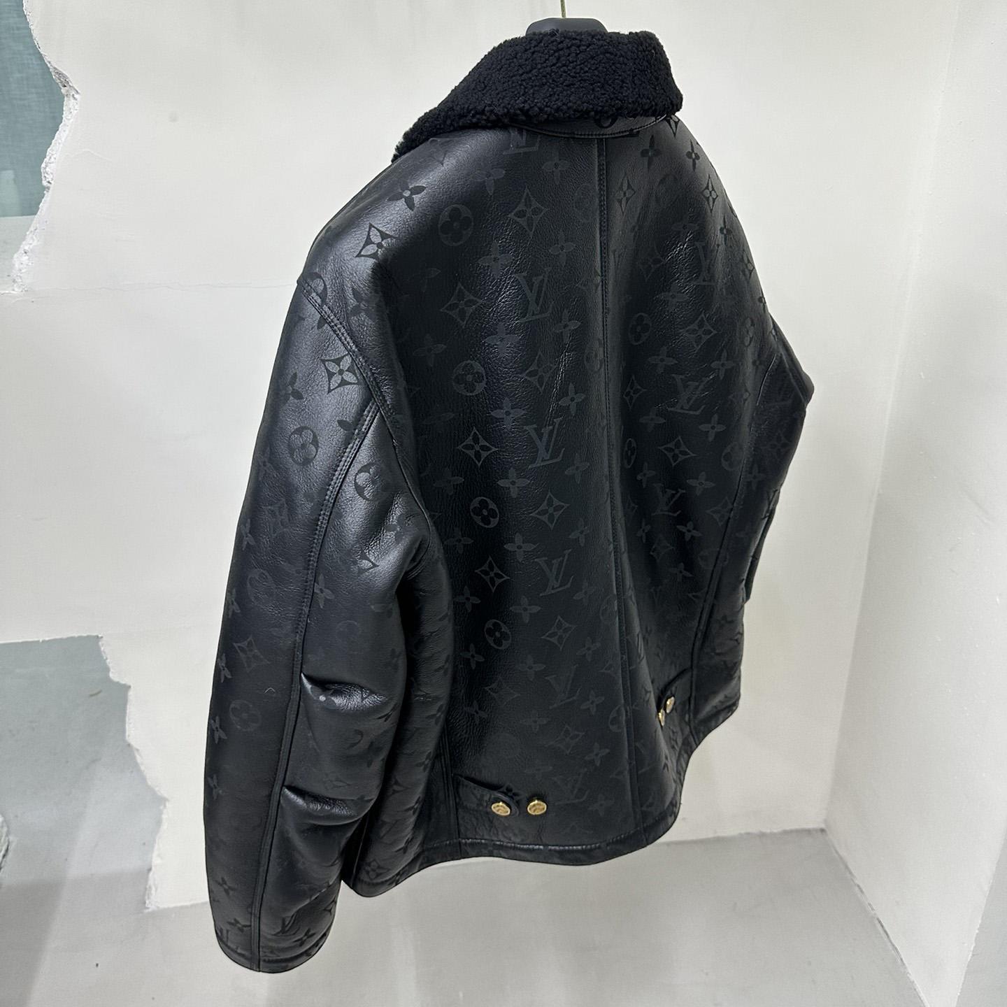 Louis Vuitton Shearling Embossed Monogram Jacket   1AAU29 - DopestKickz