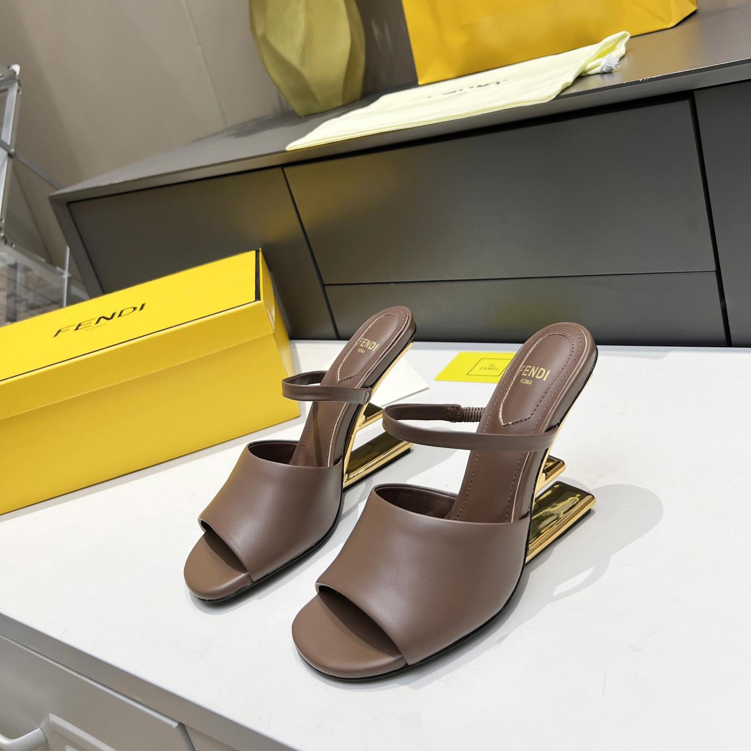 Fendi First Black Leather High-Heeled Sandals - DopestKickz