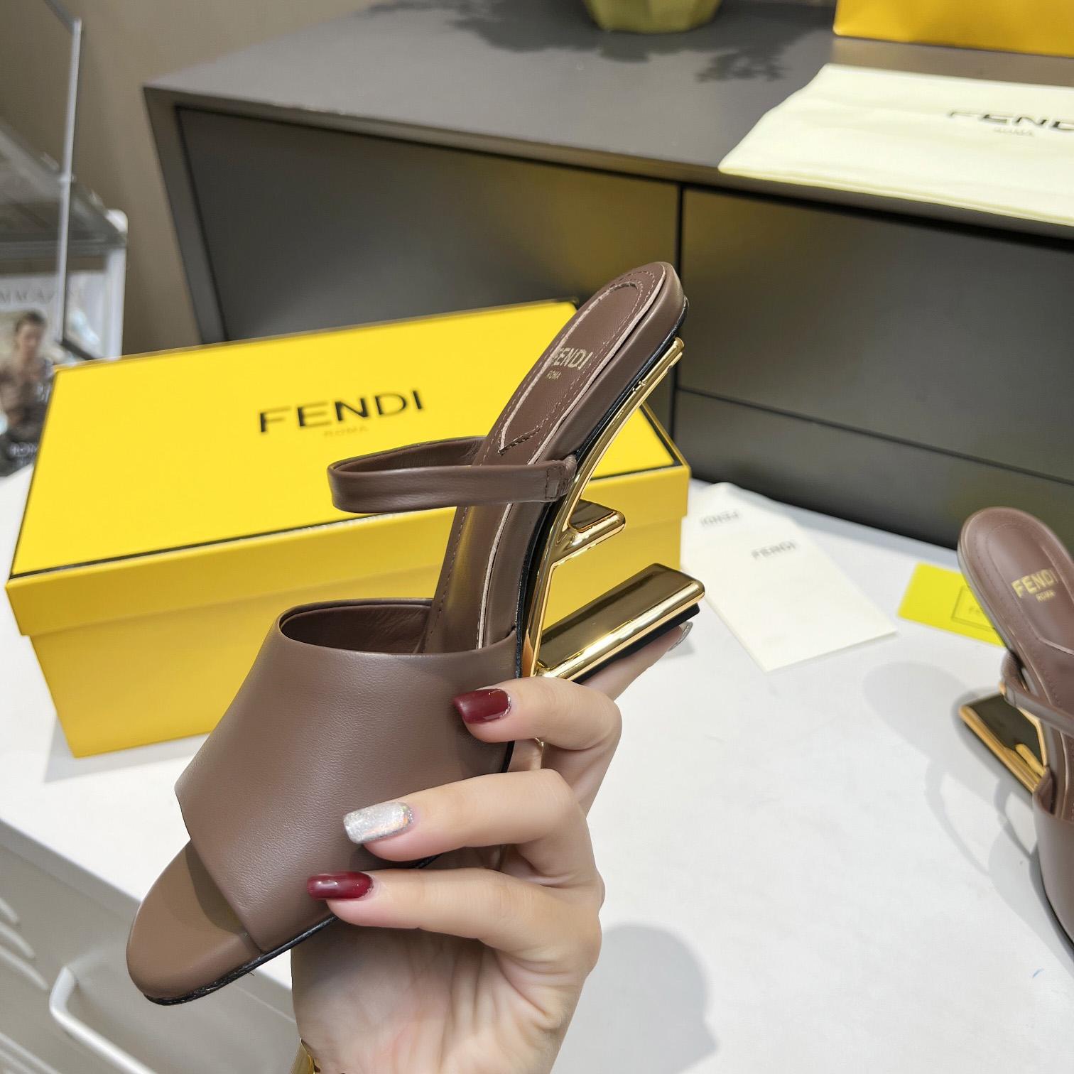 Fendi First Black Leather High-Heeled Sandals - DopestKickz